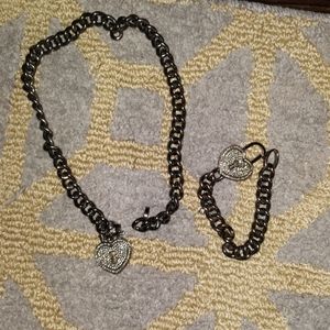 Juicy couture hematite pave heart set